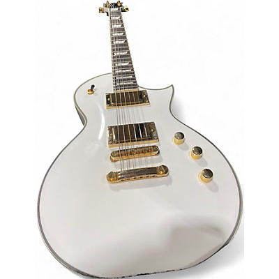 Used ESP LTD EC1000 Deluxe WHITE AND GOLD Solid Body Electric Guitar