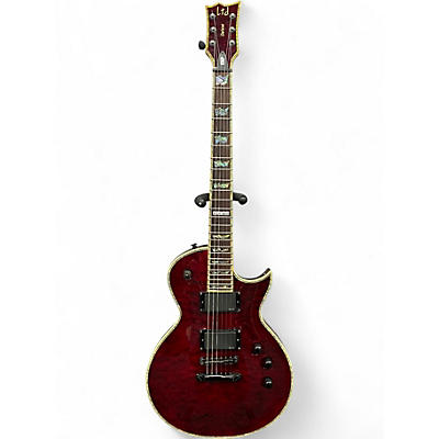 Used ESP LTD EC1000 QM Deluxe Black Cherry Solid Body Electric Guitar