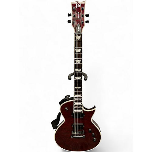 Used ESP LTD EC1000QM See Thru Black Cherry Solid Body Electric Guitar See Thru Black Cherry