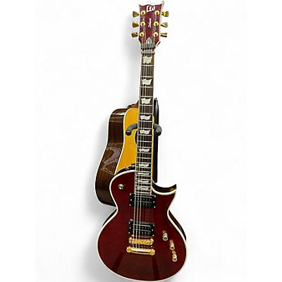 Used ESP LTD EC1000T CTM Trans Crimson Red Solid Body Electric Guitar