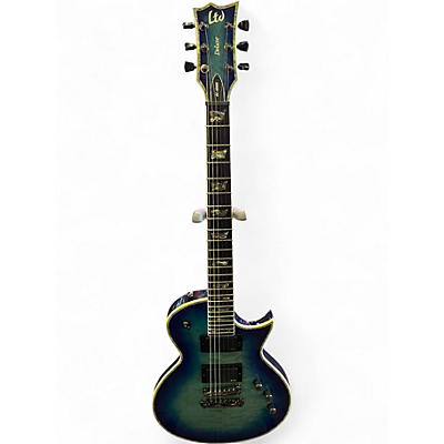 Used ESP LTD EC100QM Blue Burst Solid Body Electric Guitar