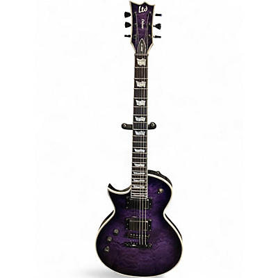 Used ESP LTD EC100QM LEFT HANDED SEE THRU PURPLE Solid Body Electric Guitar