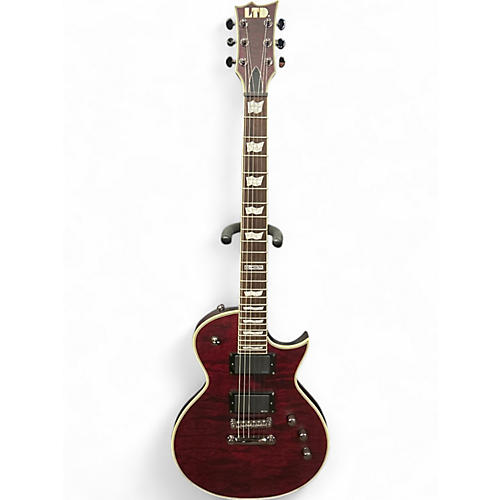 Used ESP LTD EC401QM Crimson Red Trans Solid Body Electric Guitar Crimson Red Trans