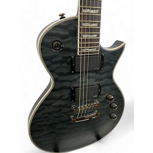 Used ESP LTD EC401QM Quilted Transparent Black Solid Body Electric Guitar Quilted Transparent Black