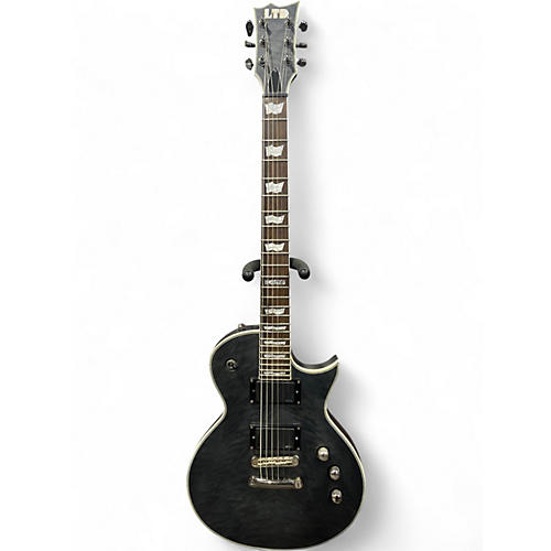 Used ESP LTD EC401QM SEE THRU BLACK Solid Body Electric Guitar SEE THRU BLACK