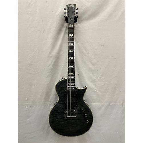 ESP Used ESP LTD EC401QM Satin See-Thru Black Solid Body Electric Guitar Satin See-Thru Black