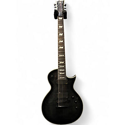 Used ESP LTD EC407BFM Baritone See Thru Black Solid Body Electric Guitar