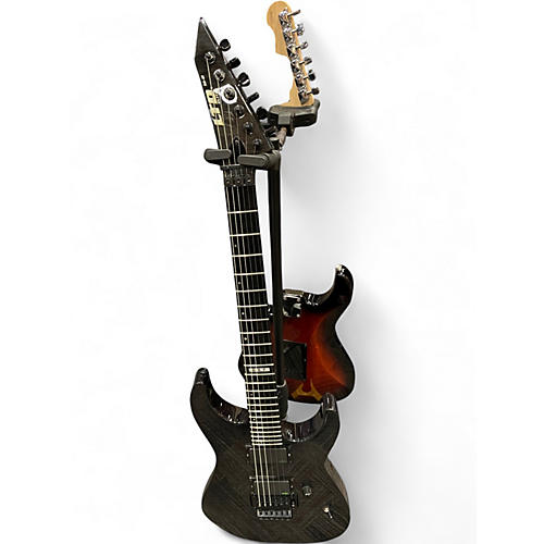 Used ESP LTD ELITE M-II BLACK AND GREEN FLAME Solid Body Electric Guitar BLACK AND GREEN FLAME