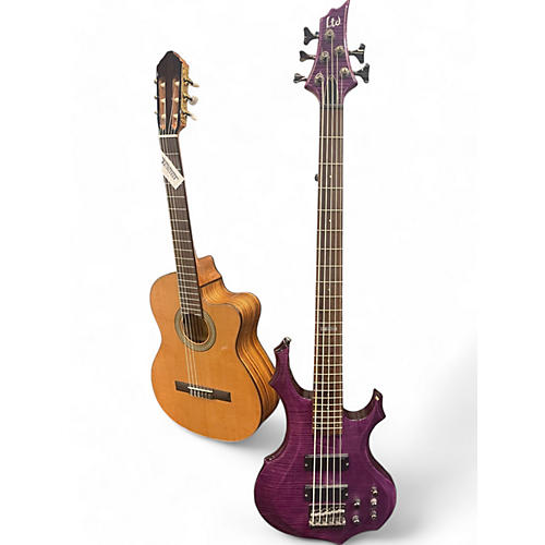 ESP Used ESP LTD F155DX 5 String DARK SEE THROUGH PURPLE Electric Bass Guitar DARK SEE THROUGH PURPLE