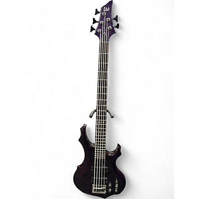 Used ESP LTD F155DX 5 String Purple Electric Bass Guitar
