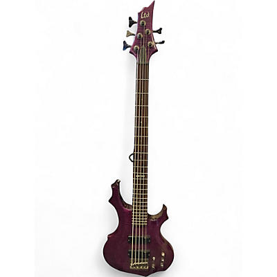 Used ESP LTD F155DX 5 String Purple Electric Bass Guitar