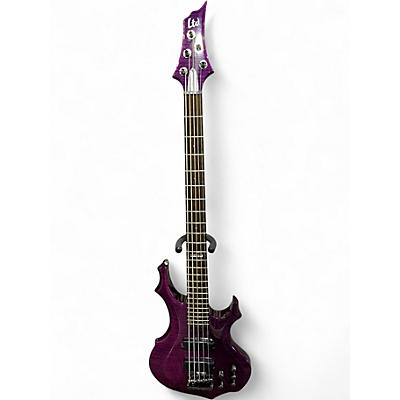 Used ESP LTD F155DX 5 String Purple Electric Bass Guitar