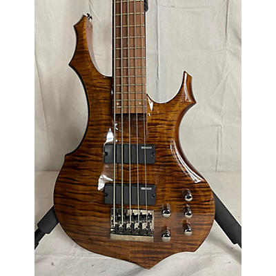 ESP Used ESP LTD F155DX 5 String Trans Brown Electric Bass Guitar