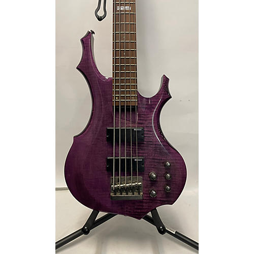 ESP Used ESP LTD F155DX 5 String Trans Purple Electric Bass Guitar Trans Purple