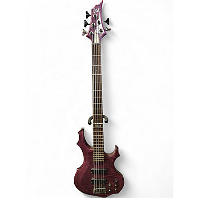 Used ESP LTD F155DX 5 String Trans Purple Electric Bass Guitar