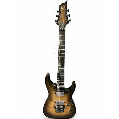 Used ESP LTD H1001QM Deluxe Floyd Rose Black Natural Burst Solid Body Electric Guitar