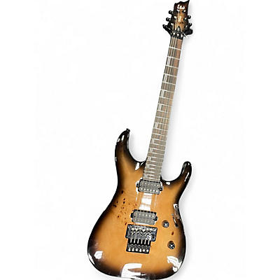 Used ESP LTD H1001QM Deluxe Floyd Rose burl burst Solid Body Electric Guitar