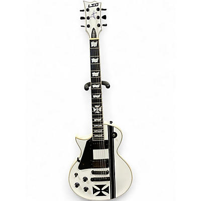 Used ESP LTD Iron Cross LH Black and White Solid Body Electric Guitar