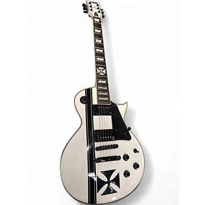 ESP Used ESP LTD James Hetfield Signature Iron Cross Black and White Solid Body Electric Guitar