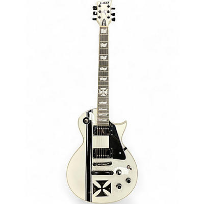 Used ESP LTD James Hetfield Signature Iron Cross Black and White Solid Body Electric Guitar