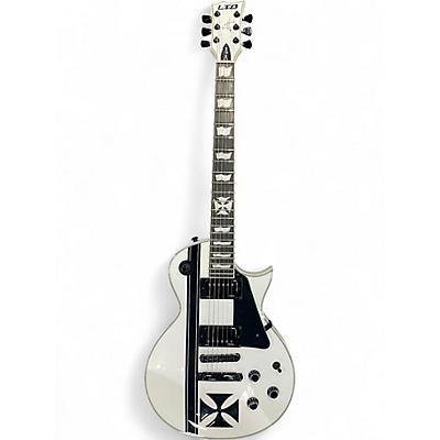 Used ESP LTD James Hetfield Signature Iron Cross Black and White Solid Body Electric Guitar