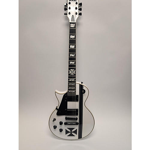 ESP Used ESP LTD James Hetfield Signature Iron Cross Left Handed White Solid Body Electric Guitar White