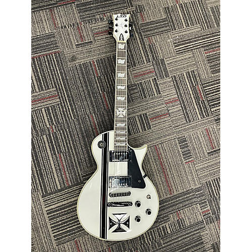 ESP Used ESP LTD James Hetfield Signature Iron Cross White Solid Body Electric Guitar White