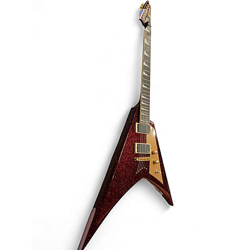 Used ESP LTD KH-V Kirk Hammett Signature RED SPARKLE Solid Body Electric Guitar RED SPARKLE