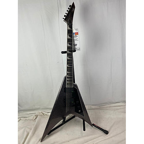 ESP Used ESP LTD Kirk Hammett Signature KH-V Black Sparkle Solid Body Electric Guitar Black Sparkle