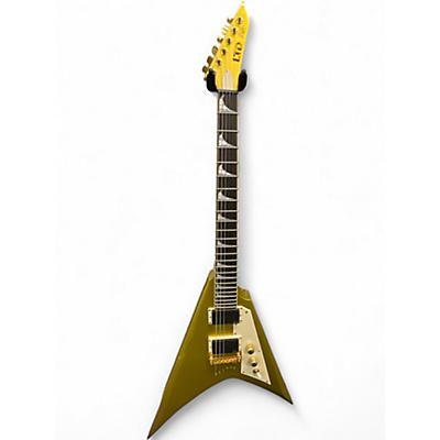 Used ESP LTD Kirk Hammett Signature KH-V Metallic Gold Sparkle Solid Body Electric Guitar