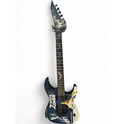 Used ESP LTD Kirk Hammett Signature White Zombie Blue Sapphire Solid Body Electric Guitar