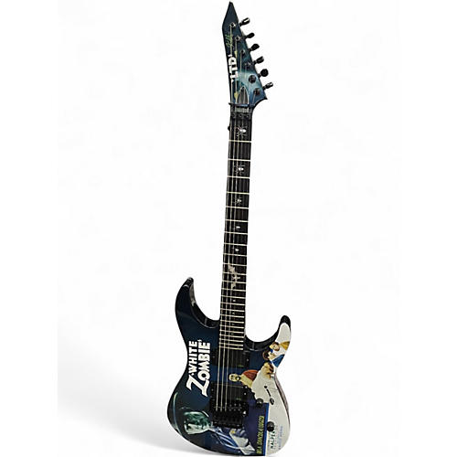 Used ESP LTD Kirk Hammett Signature White Zombie Blue Solid Body Electric Guitar Blue
