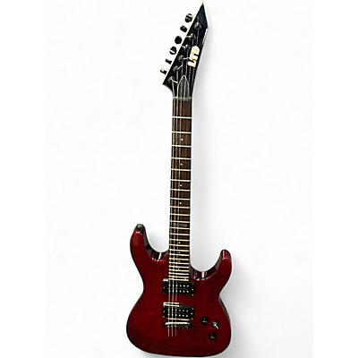 Used ESP LTD MH-100QMNT RED QUILT Solid Body Electric Guitar