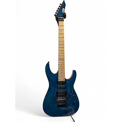 Used ESP LTD MH-103QM See Thru Blue Solid Body Electric Guitar