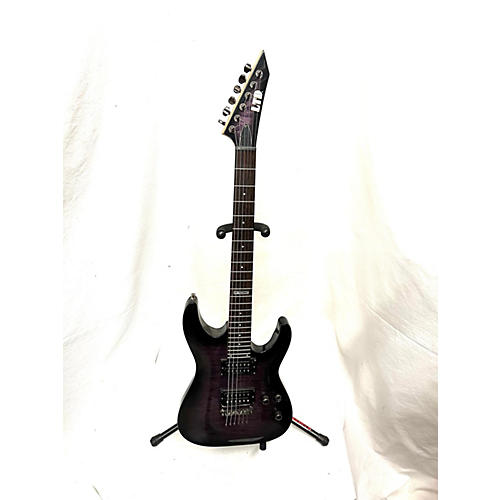 ESP Used ESP LTD MH100QMNT Purple Solid Body Electric Guitar Purple