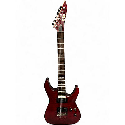 Used ESP LTD MH100QMNT Red Solid Body Electric Guitar