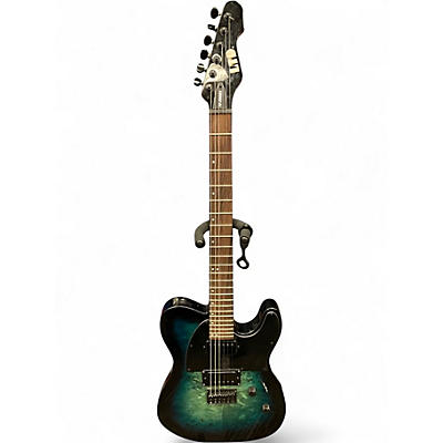 Used ESP LTD TE200DX Black and Blue Solid Body Electric Guitar