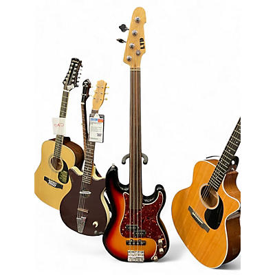 Used ESP LTD Vintage 214 Fretless Sunburst Electric Bass Guitar