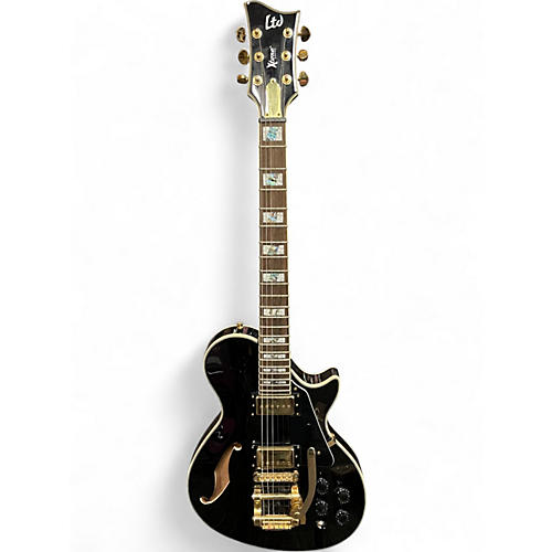 Used ESP LTD Xtone PC1V Black and Gold Hollow Body Electric Guitar Black and Gold