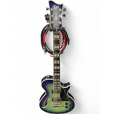 Used ESP LTD Xtone ps - 1000 Ocean Blue Burst Hollow Body Electric Guitar