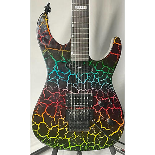 ESP Used ESP Mirage Deluxe Rainbow Crackle Solid Body Electric Guitar Rainbow Crackle