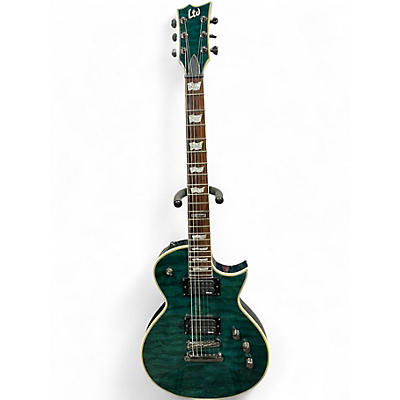 Used ESP ec-401qmv Trans Green Solid Body Electric Guitar