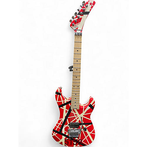 Used EVH 5150 STRIPE SERIES Red with Black and White Stripes Solid Body Electric Guitar Red with Black and White Stripes