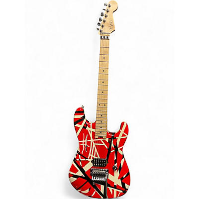 Used EVH EVH STRIPED SERIES Red with Black and White Stripes Solid Body Electric Guitar