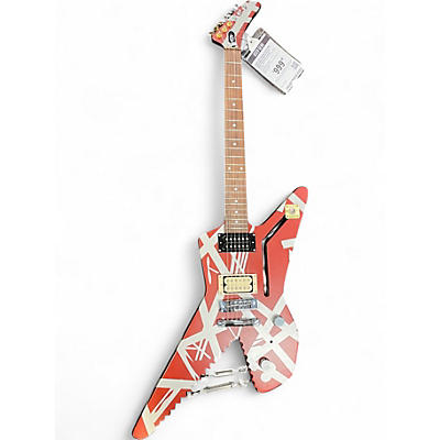 Used EVH SHARK STRIPE RED AND GRAY STRIPES Solid Body Electric Guitar