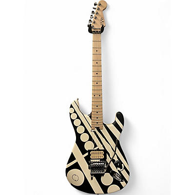Used EVH Stripe Series Circles Black and White Solid Body Electric Guitar