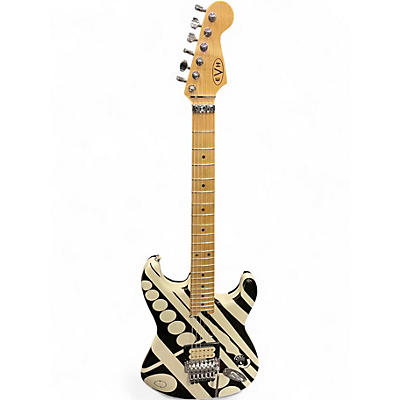 Used EVH Stripe Series Circles Black and White Solid Body Electric Guitar