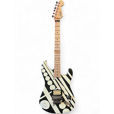 Used EVH Stripe Series Circles Black and White Solid Body Electric Guitar