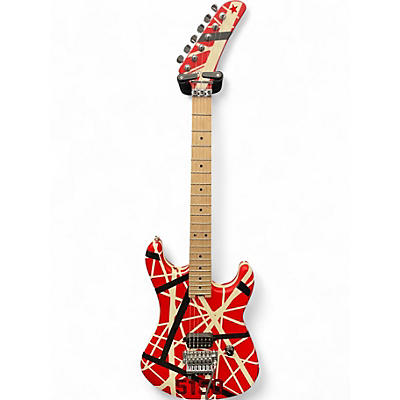 Used EVH Striped Series 5150 Red, Black, and White Stripes Solid Body Electric Guitar