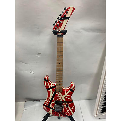 EVH Used EVH Striped Series 5150 Red With Black And White Stripes Solid Body Electric Guitar